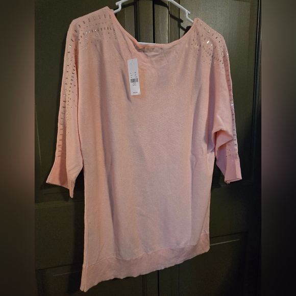 7th Ave New York Co. Womens Small Sweater Pink Gold Studs New/Tags - Picture 5 of 9